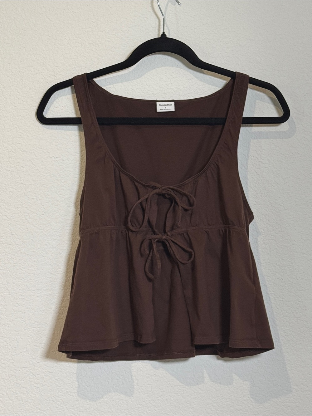 Aritzia Sunday Best Chocolate Tie-Front Tank Top Size Small